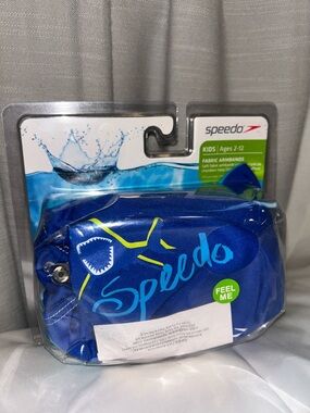 NEW! Comfortable!! Speedo- Kids swim fabric arm bands level 2 BLUE SHARK DESIGN